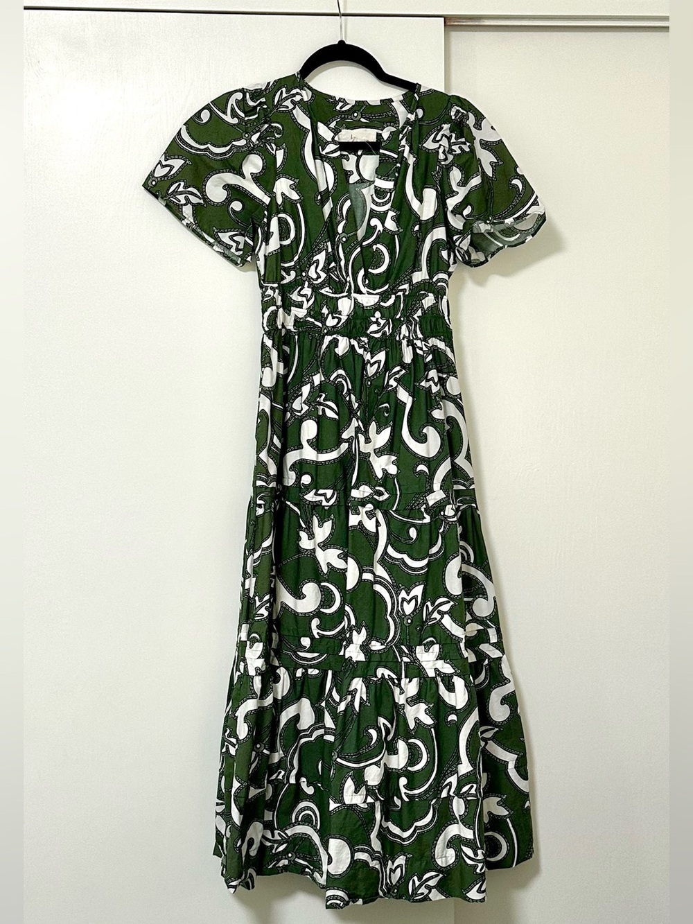 Anthropologie Green & White Somerset Dress